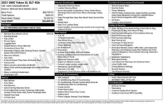 2021 GMC Yukon XL 2WD SLT