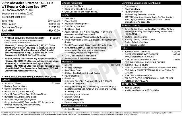 2022 Chevrolet Silverado 1500 2WD Regular Cab Long Bed WT