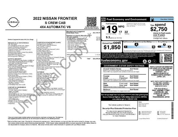 2022 Nissan Frontier Crew Cab S 4x4