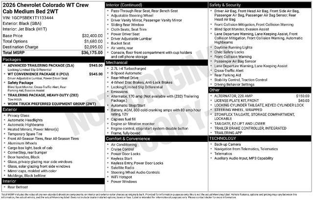 2026 Chevrolet Colorado WT, RWD