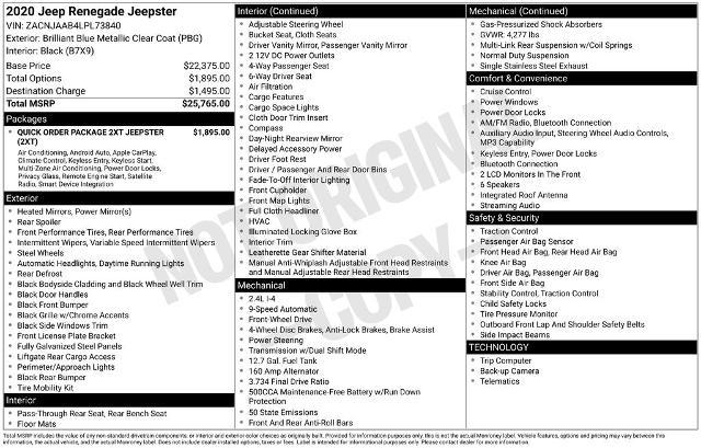 2020 Jeep Renegade Jeepster FWD