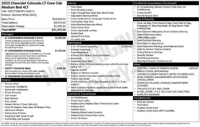 2023 Chevrolet Colorado 4WD Crew Cab Short Box LT