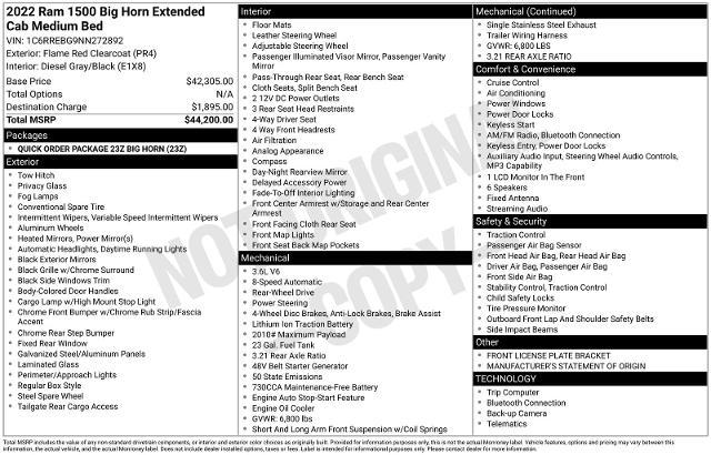 2022 Ram 1500 Big Horn Quad Cab 4x2 6'4" Box
