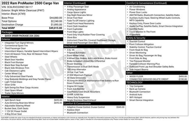 2022 Ram ProMaster 2500 Cargo Van High Roof 136" WB
