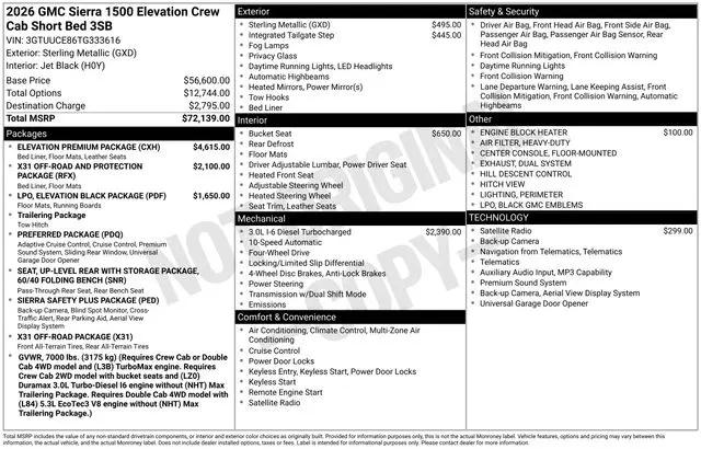 2026 GMC Sierra 1500 Crew Cab, Short Bed, Elevation, 4WD