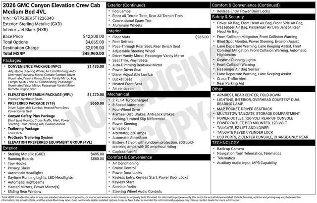 2026 GMC Canyon Elevation, 4WD
