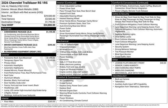 2026 Chevrolet TrailBlazer AWD RS