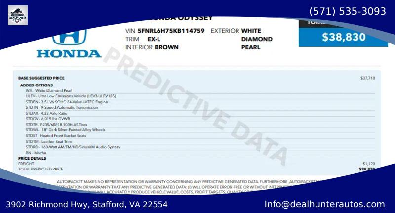 2019 Honda Odyssey EX-L for sale in Stafford, VA