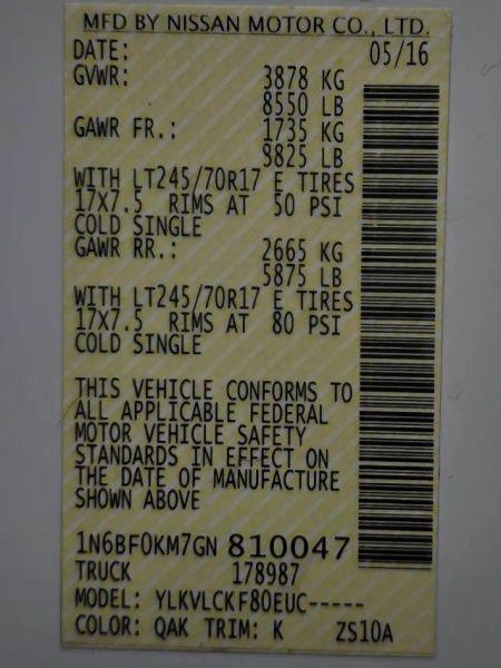 2016 Nissan 1500 S V6