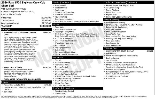 2026 Ram 1500 Big Horn Crew Cab 4x2 57 Box