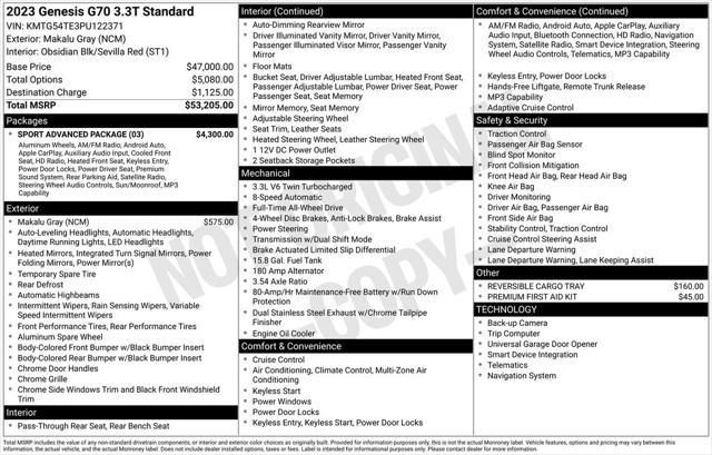 2023 Genesis G70 3.3T AWD