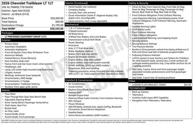 2026 Chevrolet TrailBlazer AWD LT