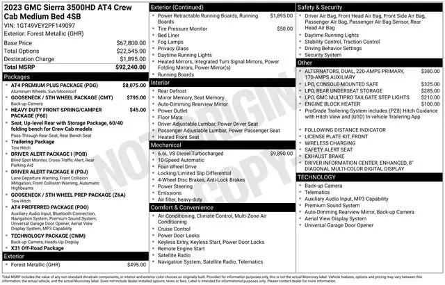 2023 GMC Sierra 3500HD 4WD Crew Cab Standard Bed AT4