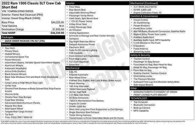 2022 Ram 1500 Classic SLT Crew Cab 4x2 5'7" Box