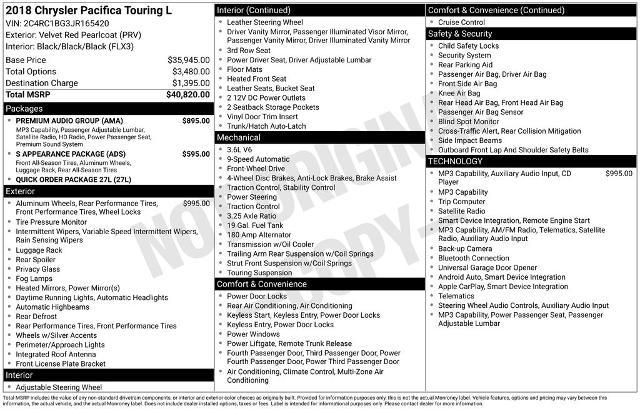 2018 Chrysler Pacifica Touring L