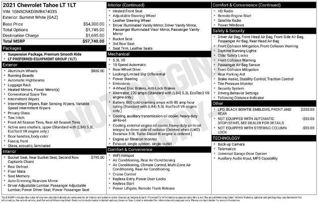 2021 Chevrolet Tahoe 2WD LT