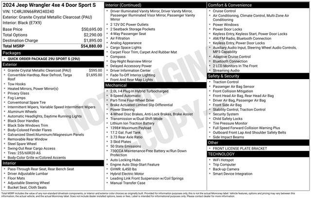 2024 Jeep Wrangler 4xe Sport S 4xe