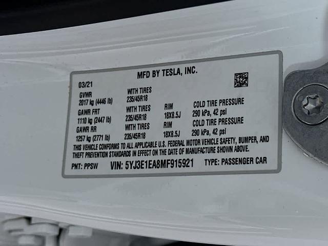 2021 Tesla Model 3 Standard Range Plus Rear-Wheel Drive