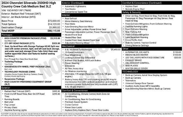 2024 Chevrolet Silverado 2500HD 4WD Crew Cab Standard Bed High Country