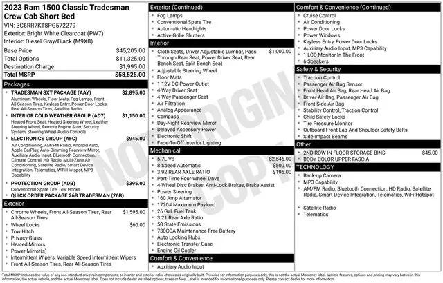 2023 Ram 1500 Classic Tradesman Crew Cab 4x4 5'7" Box