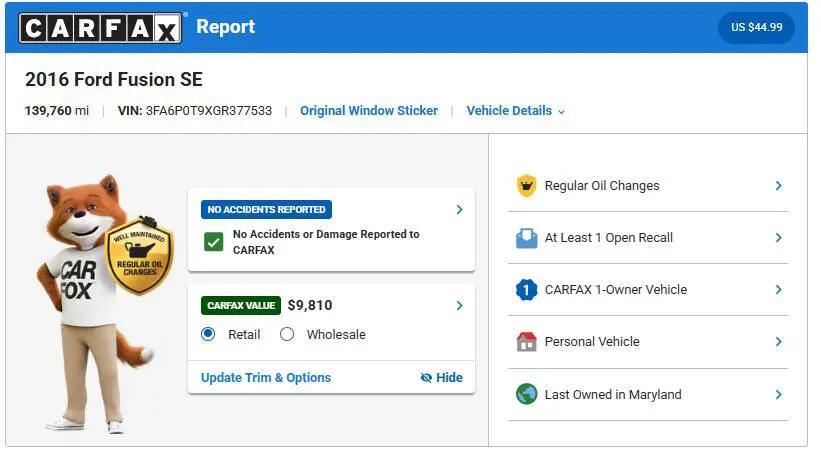 2016 Ford Fusion SE
