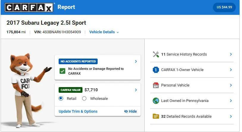2017 Subaru Legacy 2.5i Sport