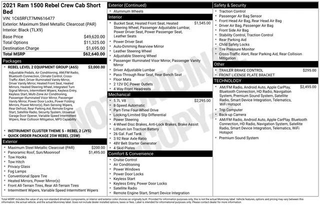 2021 Ram 1500 Rebel Crew Cab 4x4 5'7" Box