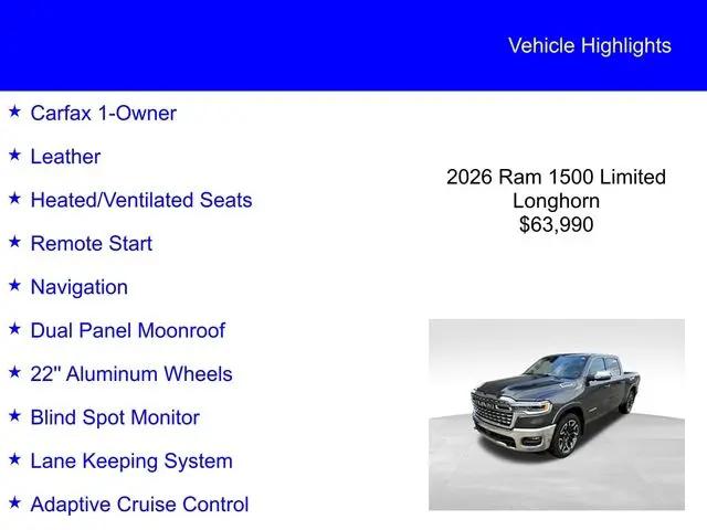 2026 Ram 1500 Limited Longhorn Crew Cab 4x4 5'7" Box