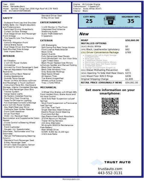 2022 Mercedes-Benz Sprinter 2500 High Roof V6 for sale in Sykesville, MD