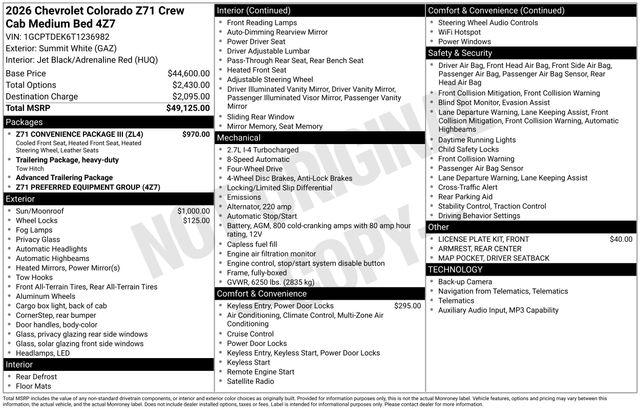 2026 Chevrolet Colorado Z71, 4WD