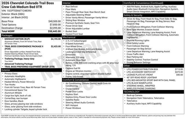 2026 Chevrolet Colorado Trail Boss, 4WD