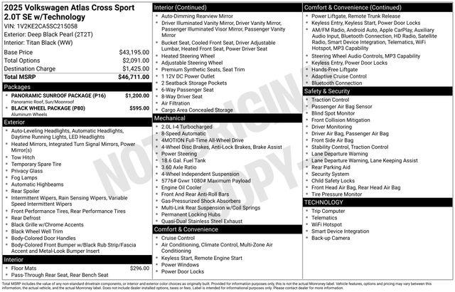 2025 Volkswagen Atlas Cross Sport 2.0T SE w/Technology