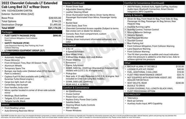 2022 Chevrolet Colorado 2WD Extended Cab Long Box LT
