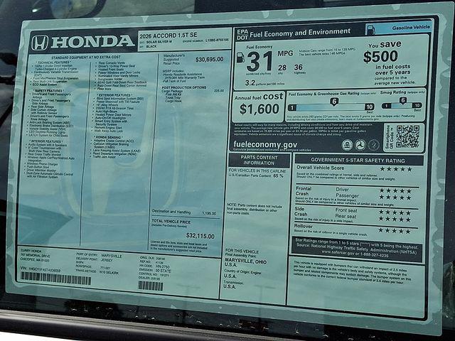 2026 Honda Accord Sedan SE
