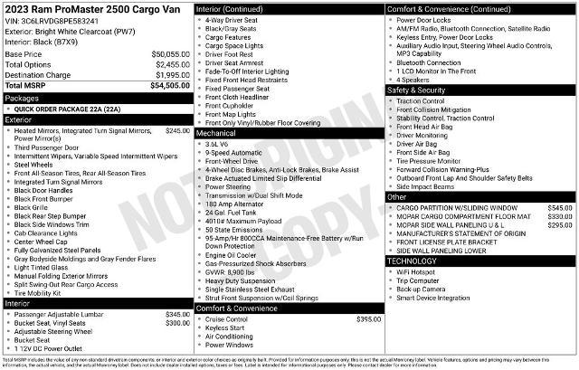 2023 Ram ProMaster 2500 Cargo Van High Roof 159" WB