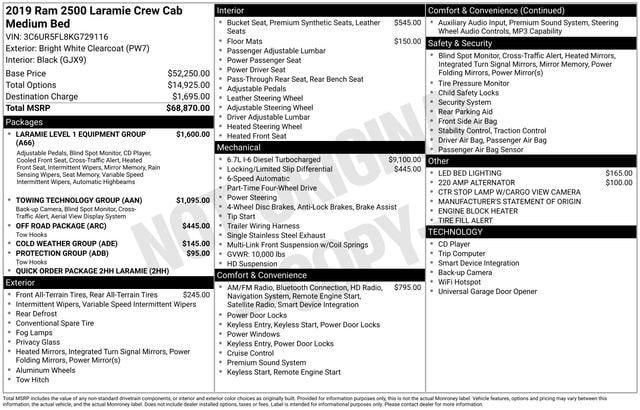 2019 Ram 2500 Laramie Crew Cab 4x4 6'4" Box