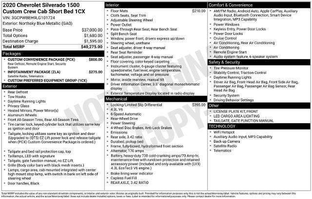 2020 Chevrolet Silverado 1500 2WD Crew Cab Short Bed Custom