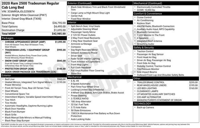 2020 Jeep Ram 2500 Tradesman Regular Cab 4x4 8' Box