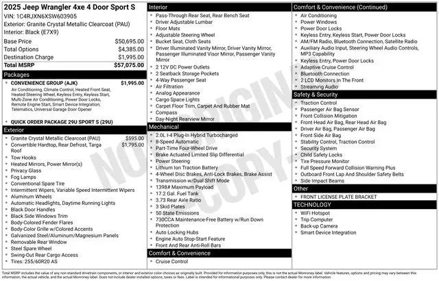 2025 Jeep Wrangler 4xe Sport S 4xe