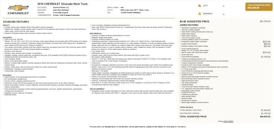 2016 Chevrolet Silverado 3500HD WT for sale in Calcutta, OH