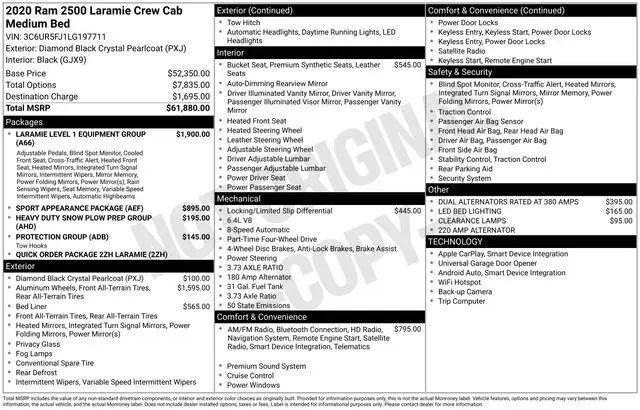2020 Jeep Ram 2500 Laramie Crew Cab 4x4 6'4" Box for sale in Mystic, CT