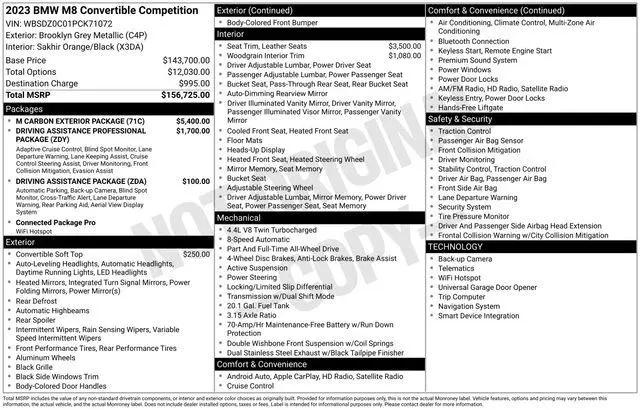 2023 BMW M8 Competition for sale near Millersburg, OH