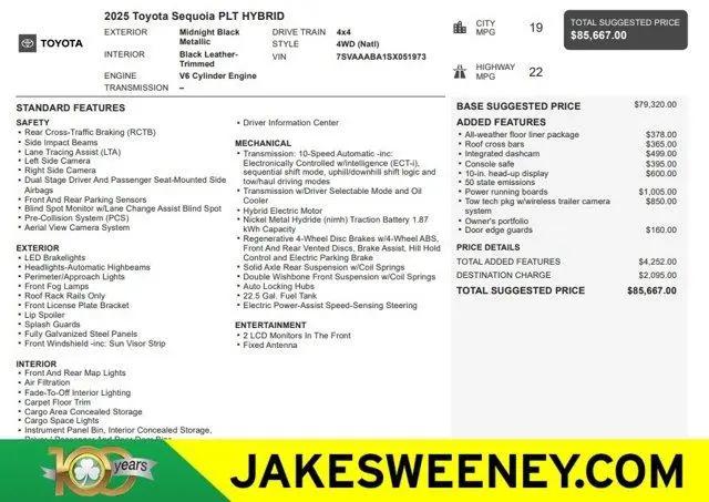 2025 Toyota Sequoia Platinum for sale near Cincinnati, OH