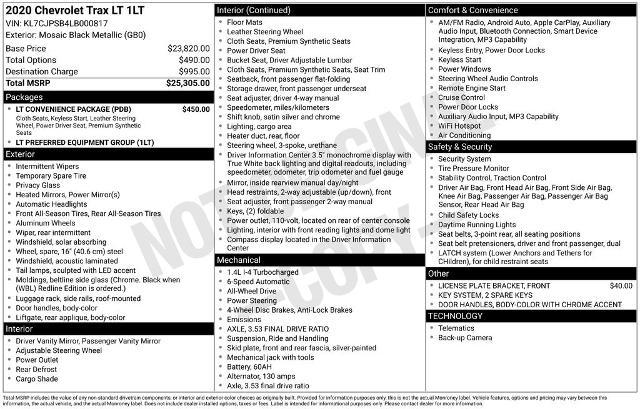 2020 Chevrolet Trax AWD LT