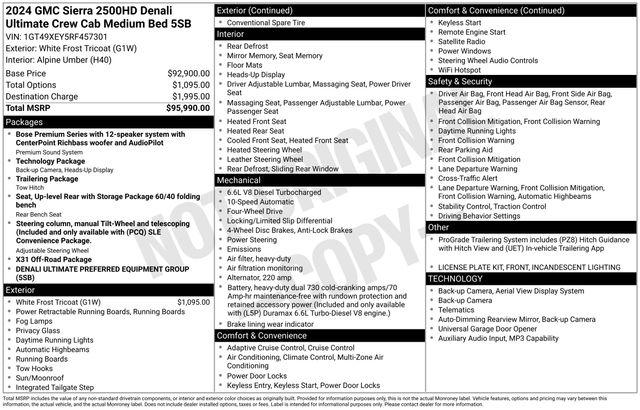 2024 GMC Sierra 2500HD 4WD Crew Cab Standard Bed Denali Ultimate