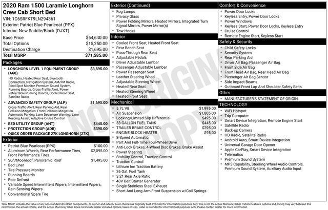 2020 Ram 1500 Laramie Longhorn Crew Cab 4x4 5'7" Box