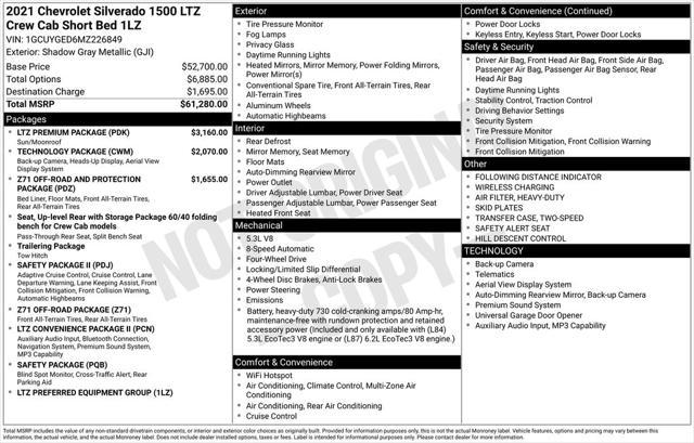 2021 Chevrolet Silverado 1500 4WD Crew Cab Short Bed LTZ
