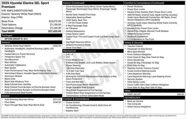 2026 Hyundai Elantra SEL Sport Premium