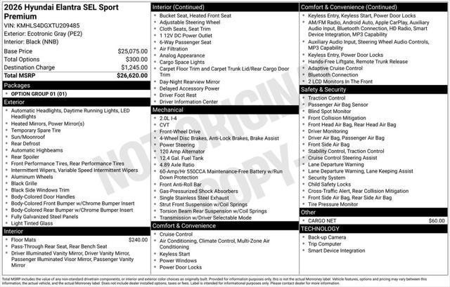 2026 Hyundai Elantra SEL Sport Premium