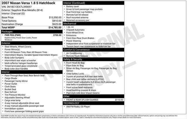 2007 Nissan Versa 1.8S